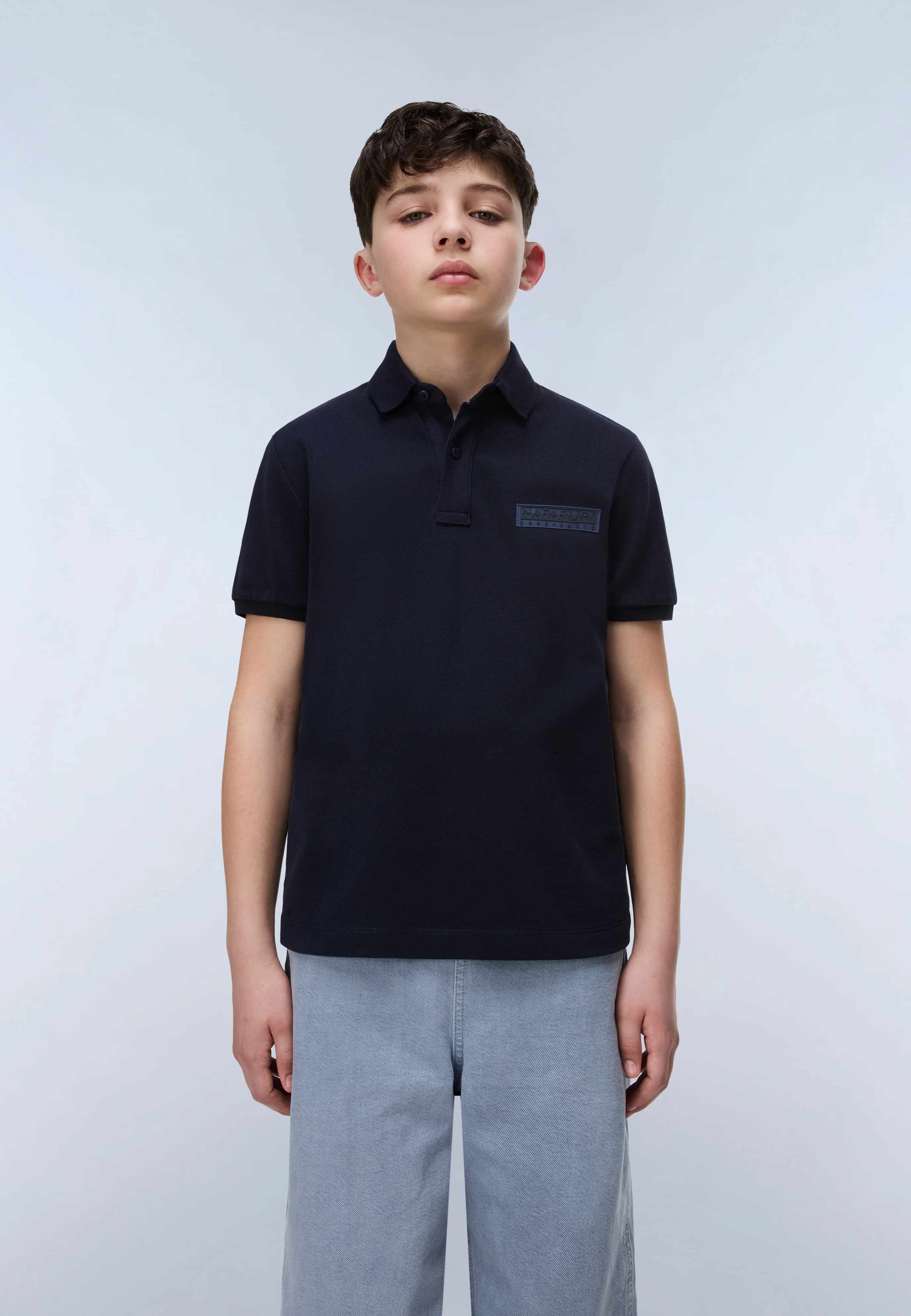 Neuer Box-Logo-Piqué-Poloshirt mit Kurzärmeln